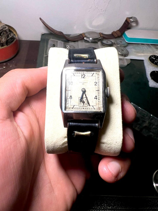 Vintage Ancora 15 Art Deco Watch – 1930s Tonneau Manual-Wind Swiss Watch with Sub-Seconds