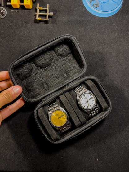 Étui de voyage compact pour montres – Boîte à montres 2 emplacements par Vingtsecondes LLC